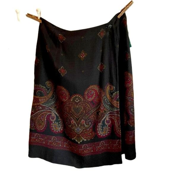 Hunt Club Black Paisley Lined Wrap Skirt size 8 NEW - Picture 1 of 8